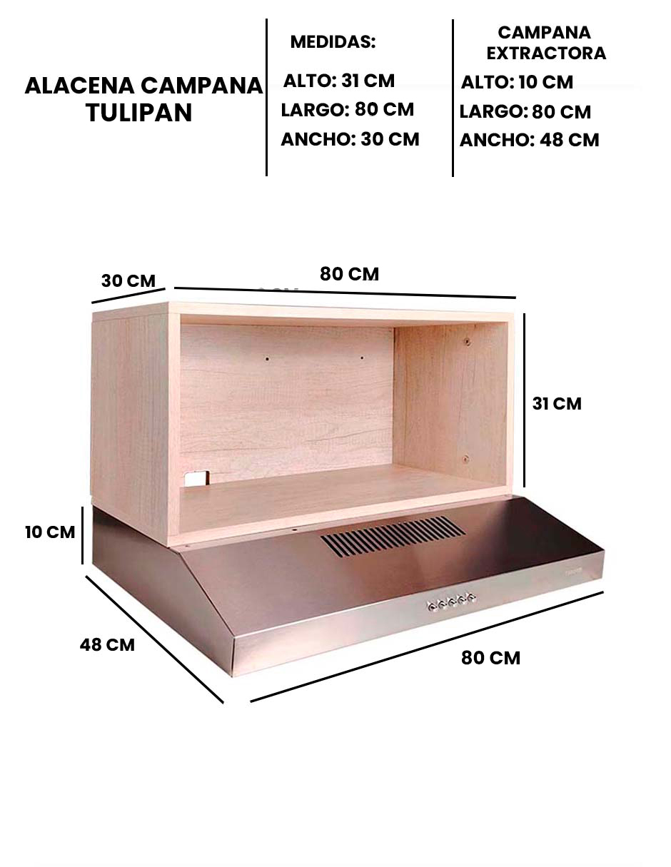 Foto 9 pulgar | Alacena con Campana Extractora de Cocina Decomobil Tulipán