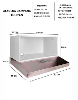 Foto 7 | Alacena Con Campana Extractora De Cocina Modelo Tulipán