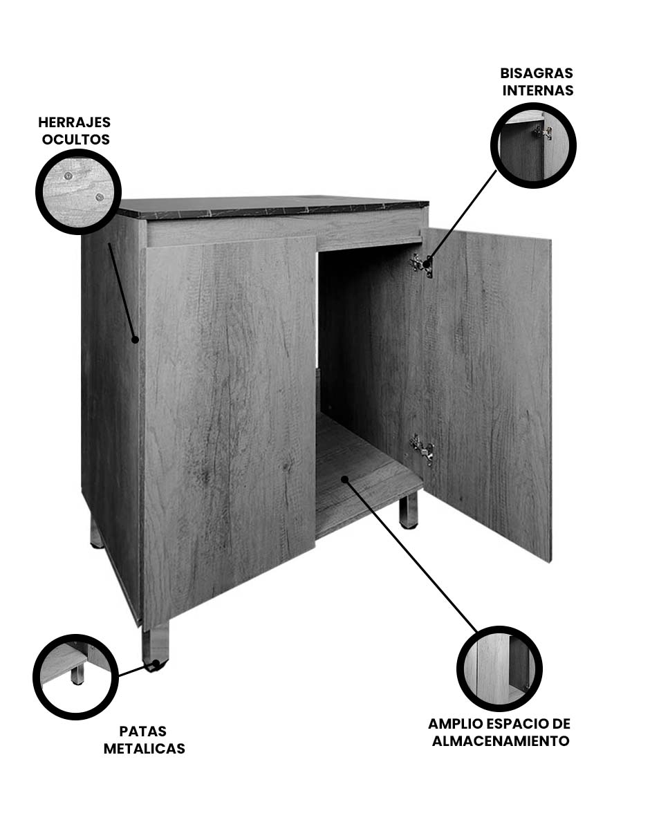 Foto 4 pulgar | Gabinete Inferior De Cocina Mueble Para Parrilla Modelo Violeta