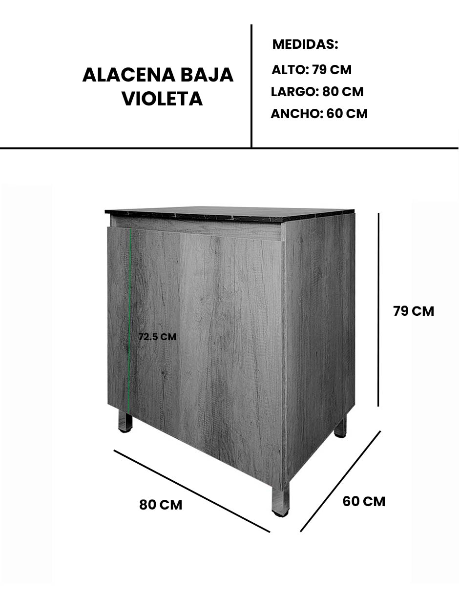 Foto 9 pulgar | Gabinete Inferior De Cocina Mueble Para Parrilla Modelo Violeta