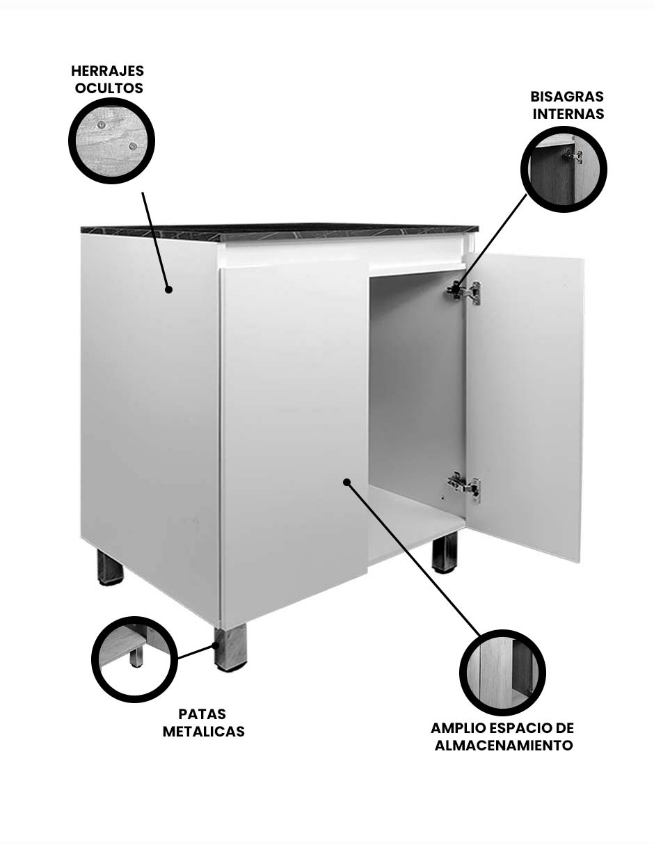 Foto 4 pulgar | Gabinete Inferior De Cocina Mueble Para Parrilla Modelo Violeta