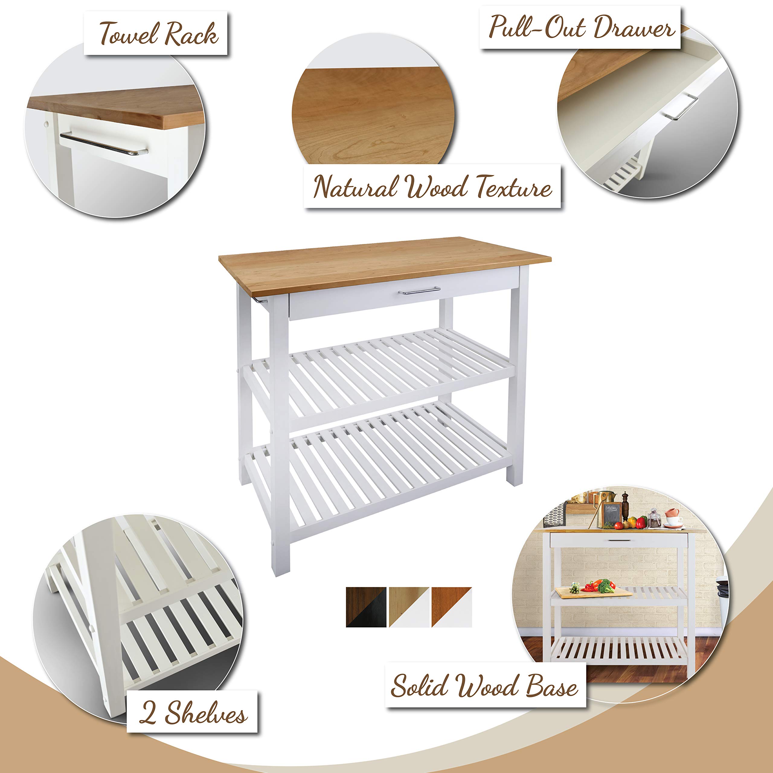 Foto 4 pulgar | Isla De Cocina Casual Para El Hogar Con Tapa Americana Lisa Blanca - Venta Internacional.