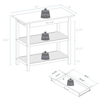 Foto 4 | Isla De Cocina Casual Para El Hogar Con Tapa Americana Lisa Blanca - Venta Internacional.