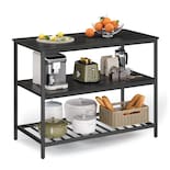 Isla De Cocina Vasagle Ukki001b42 Con 3 Estantes De Roble Ebonizado - Venta Internacional.