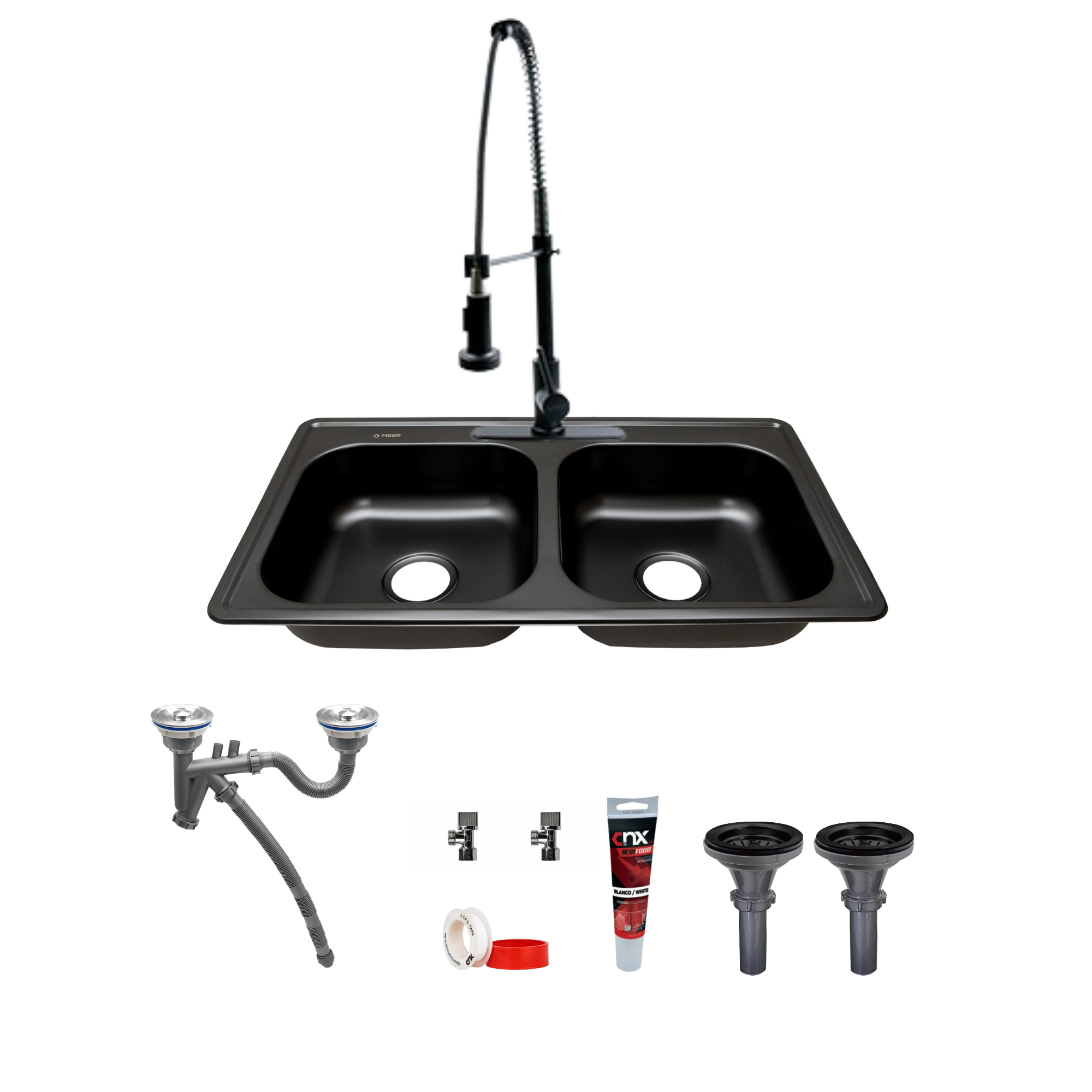 Set Completo de Tarja para Cocina CNX Negro Mate