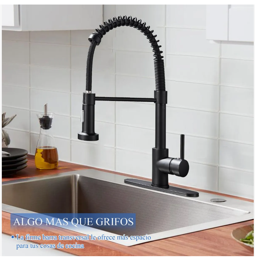 Foto 4 pulgar | Mezcladora Para Tarja Monomando Grifo De Cocina Negro