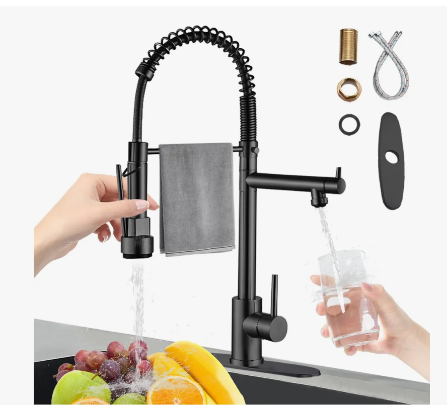 Foto 6 | Grifo Mezcladora Fregadero Cocina Llave Monomando Negro