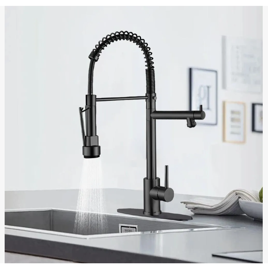 Foto 7 | Grifo Mezcladora Fregadero Cocina Llave Monomando Negro