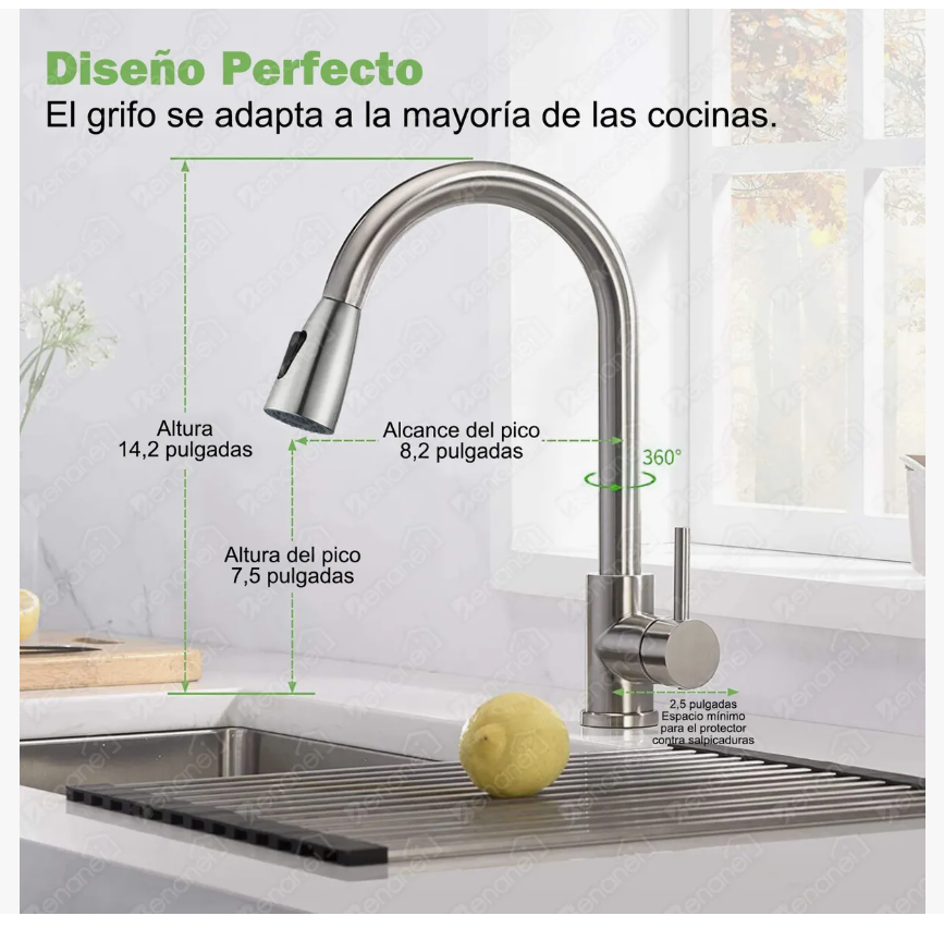 Foto 4 pulgar | Grifo Mezclador Para Fregadero De Cocina Acero Inoxidable