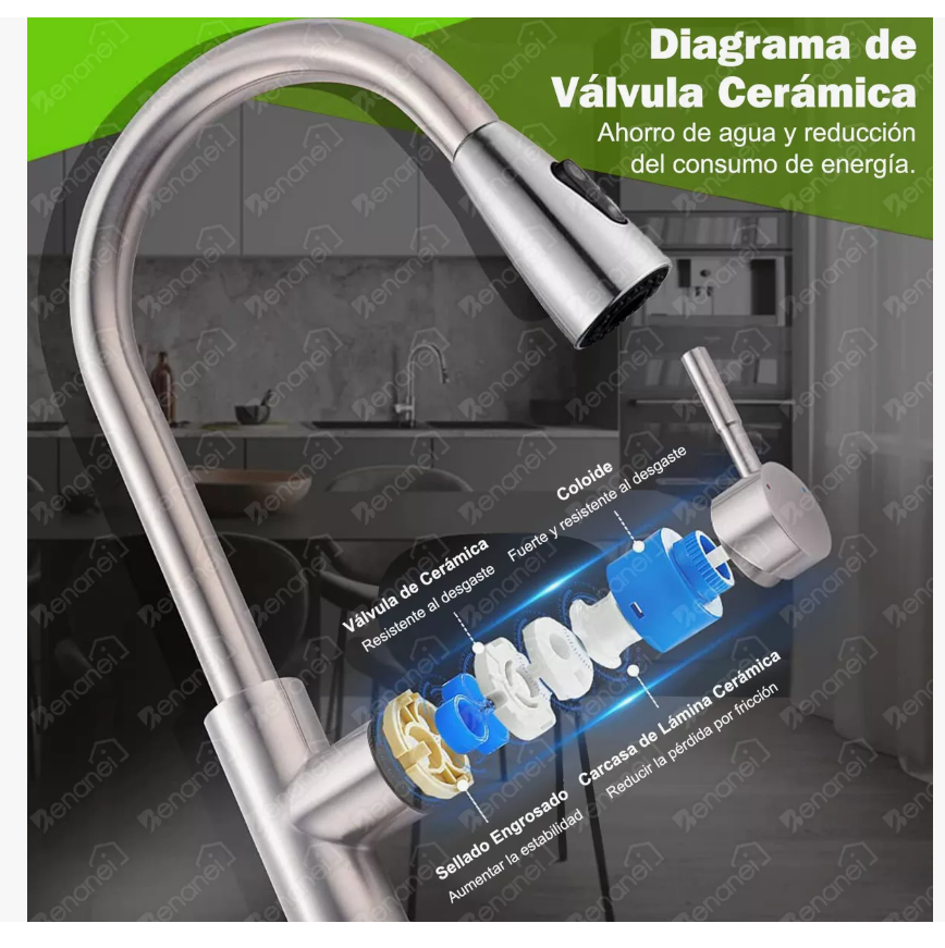 Foto 5 pulgar | Grifo Mezclador Para Fregadero De Cocina Acero Inoxidable
