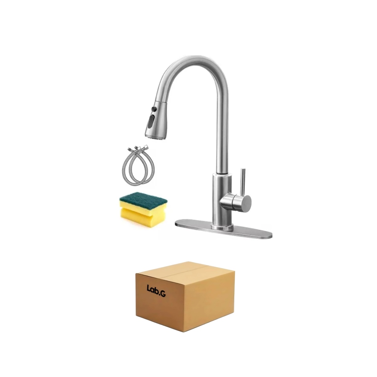 Mezcladora Para Fregadero Con Manija Flexible Monomando Lab.g Plata