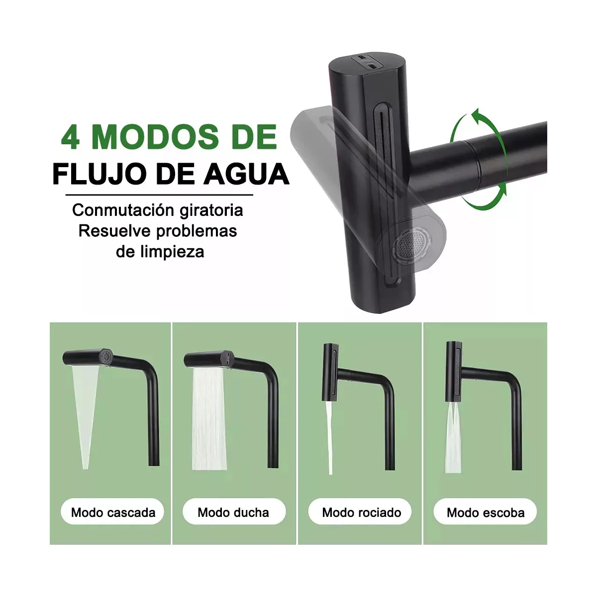 Foto 4 pulgar | Llave Mezcladora Para Fregadero Llave De Agua Cocina 4 En 1 Color Negro-1eo Safe Importsesi-20262 Negro