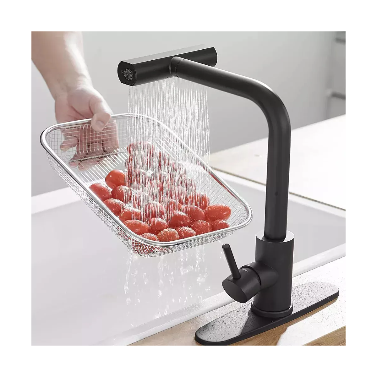 Foto 4 | Llave Mezcladora Para Fregadero Llave De Agua Cocina 4 En 1 Color Negro-1eo Safe Importsesi-20262 Negro