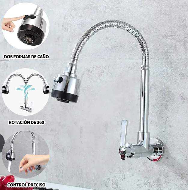 Foto 3 | Xtellar Grifo De Cocina Flexible De Doble Comando  Moderno Y Lujoso  Mezclador Giratorio 360°