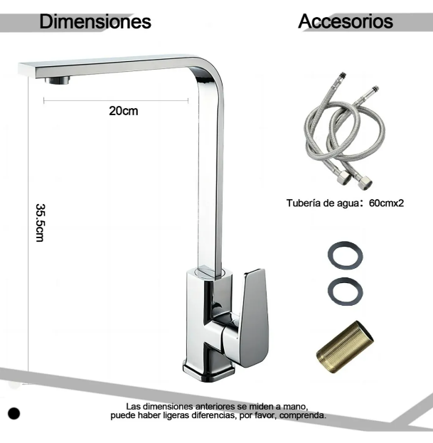 Foto 5 pulgar | Grifo Mezclador Moderno Y Rotatorio De Cocina Con Monocomando