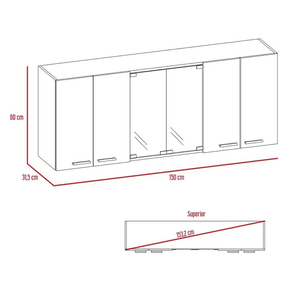 Foto 5 pulgar | Gabinete Pared para Cocina 150 4p color Chocolate con Blanco Excelsior