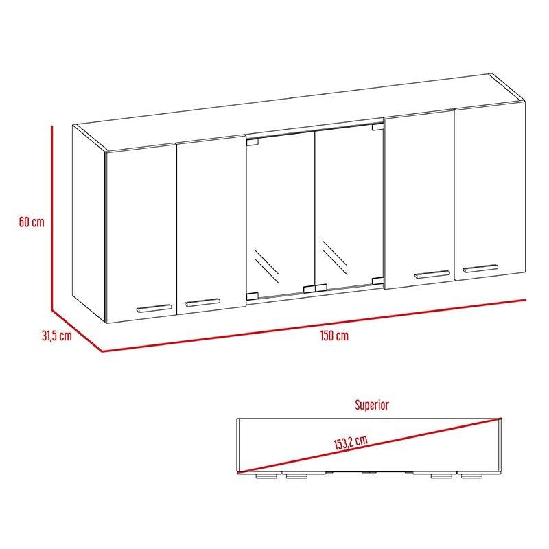 Foto 7 | Gabinete Pared para Cocina 150 4p color Chocolate con Blanco Excelsior