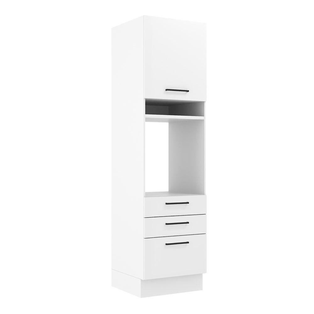 Foto 2 pulgar | Mueble para Horno y Microondas Madesa Agata 60 cm 1 Puerta 3 Cajones Blanco