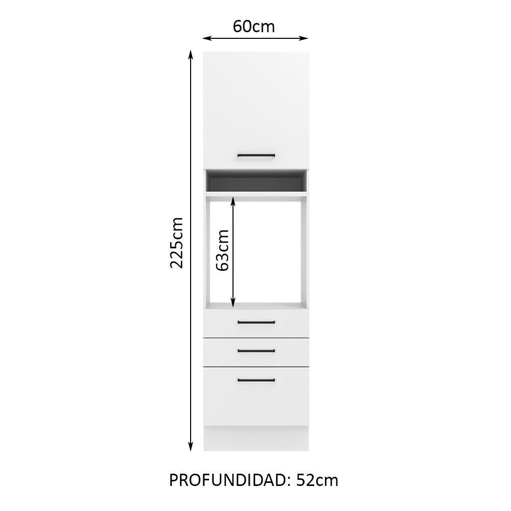 Foto 3 pulgar | Mueble para Horno y Microondas Madesa Agata 60 cm 1 Puerta 3 Cajones Blanco