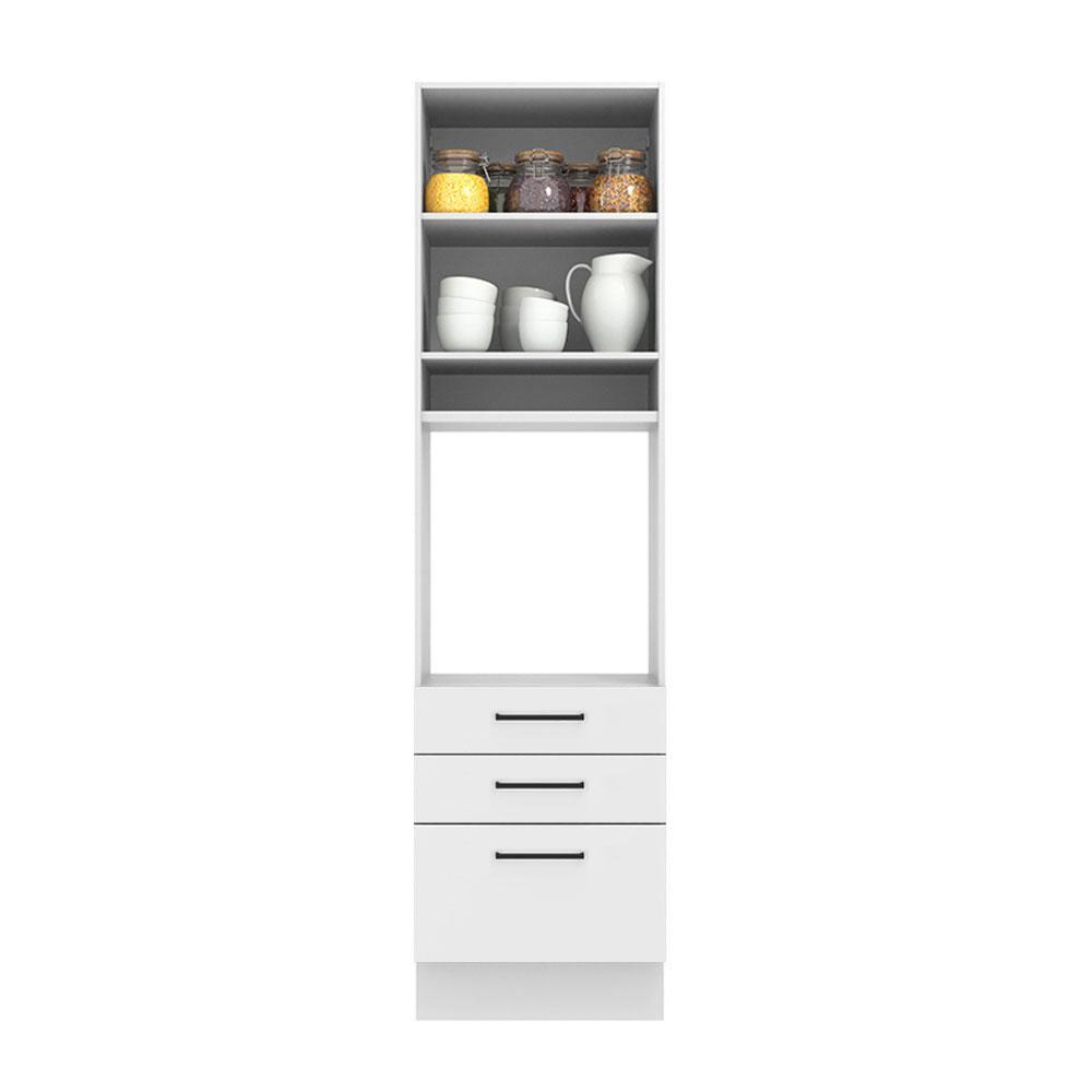 Foto 4 pulgar | Mueble para Horno y Microondas Madesa Agata 60 cm 1 Puerta 3 Cajones Blanco