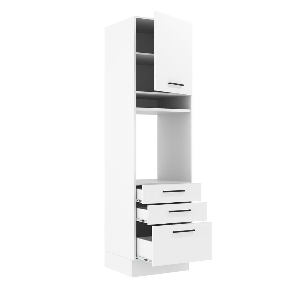 Foto 5 pulgar | Mueble para Horno y Microondas Madesa Agata 60 cm 1 Puerta 3 Cajones Blanco