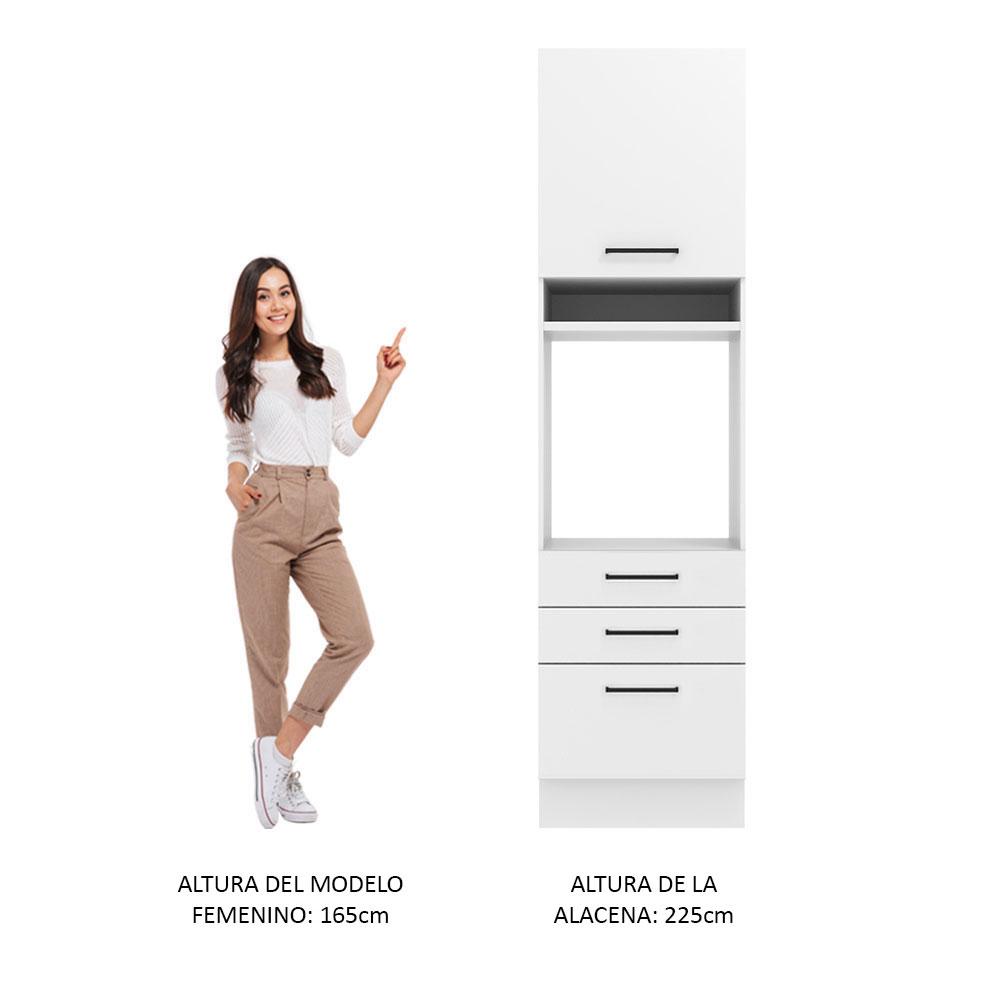 Foto 6 pulgar | Mueble para Horno y Microondas Madesa Agata 60 cm 1 Puerta 3 Cajones Blanco