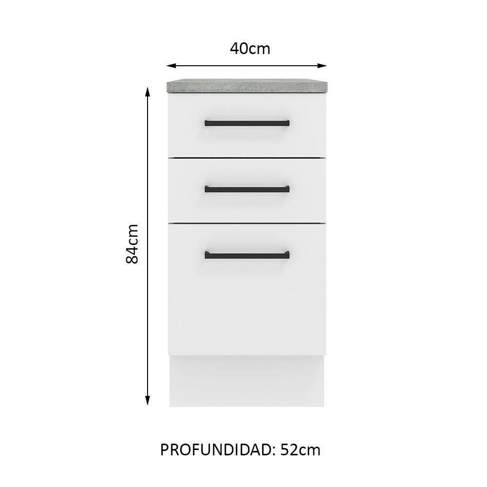 Foto 6 pulgar | Mueble Inferior de Cocina Madesa Agata 40 CM 3 Cajones