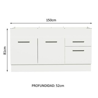 Foto 3 | Mueble Inferior de Cocina Madesa Agata 150 CM 2 Puertas y 2 Cajones