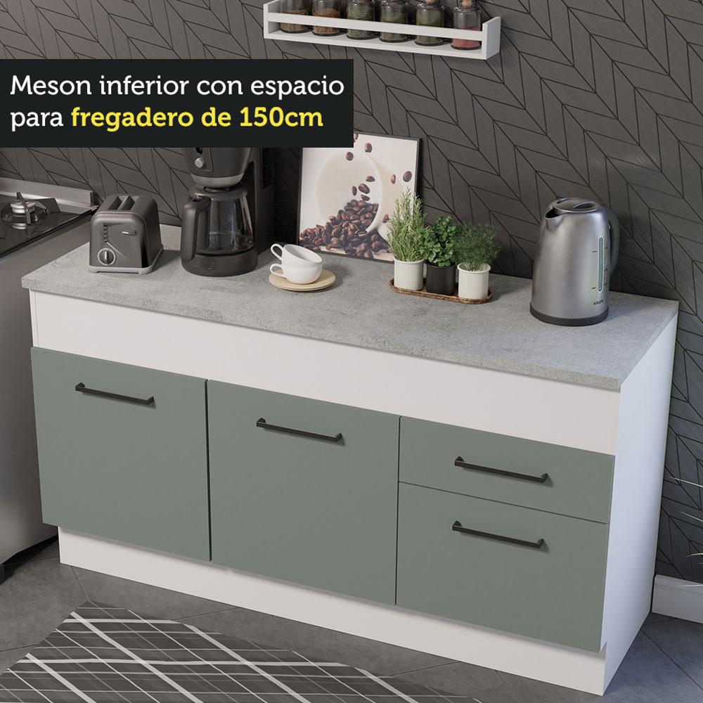 Foto 8 pulgar | Mueble Inferior de Cocina Madesa Agata 150 cm Blanco