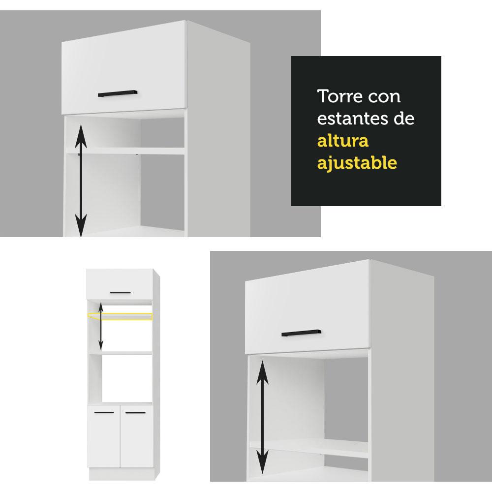 Foto 9 pulgar | Mueble para Horno y Microondas Madesa Agata 70 cm 3 Puertas Blanco