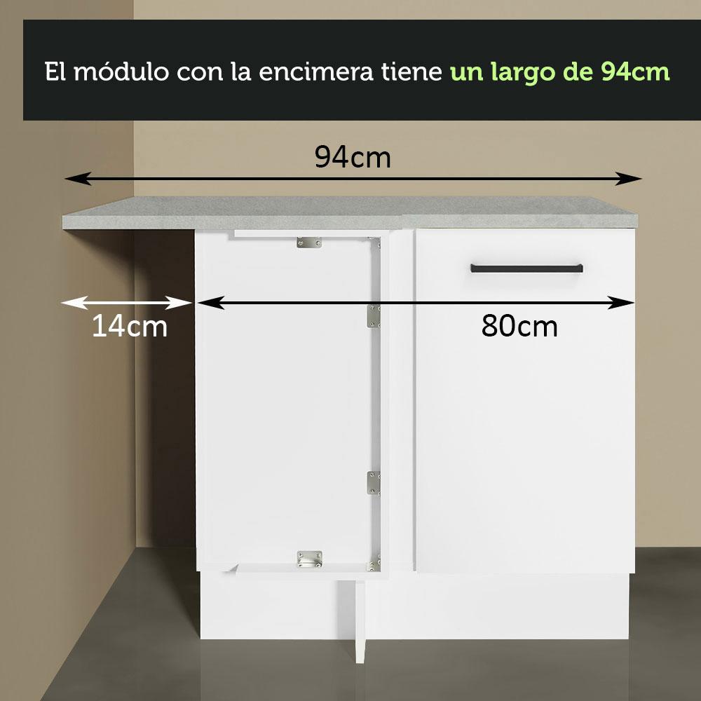 Foto 8 pulgar | Mueble Inferior de Cocina Esquinero Madesa Agata 1 Puerta Blanco