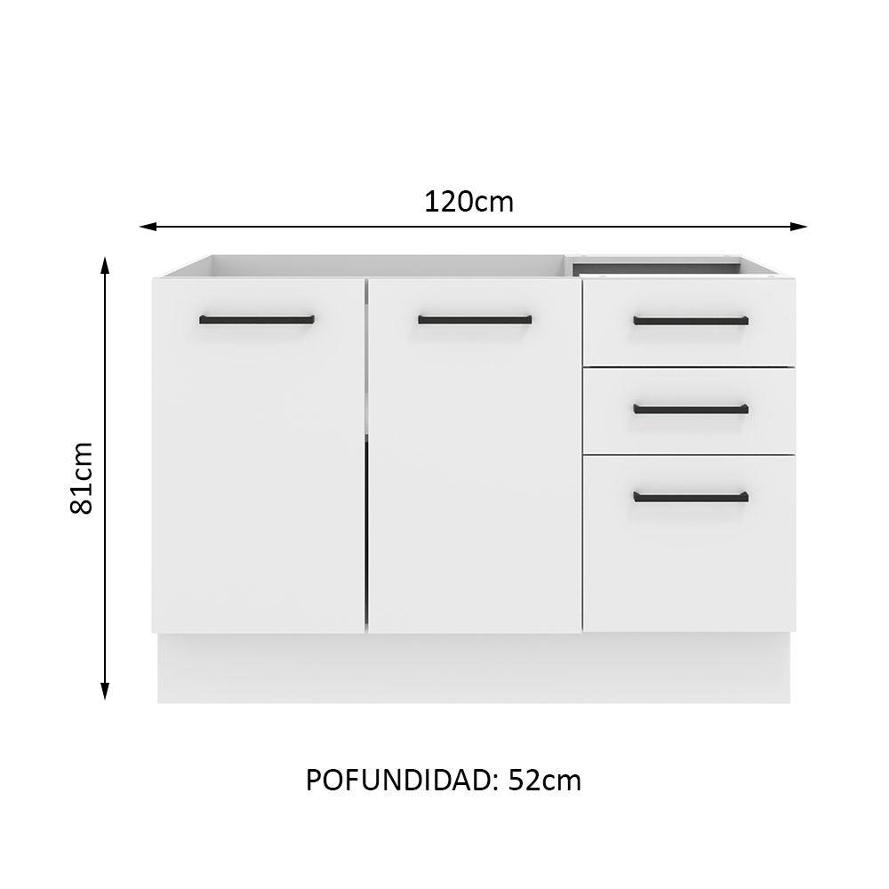 Foto 3 pulgar | Mueble Inferior de Cocina Madesa Agata 2 Puertas y 3 Cajones