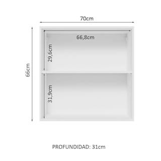 Foto 3 | Alacena Superior Madesa G25700GL Blanco y Marrón 2 Puertas 70 cm