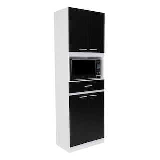Foto 3 | Módulo para Microondas Ankara color Wengue con Blanco - Un Cajón y Cuatro Puertas Abatibles