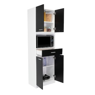 Foto 4 | Módulo para Microondas Ankara color Wengue con Blanco - Un Cajón y Cuatro Puertas Abatibles