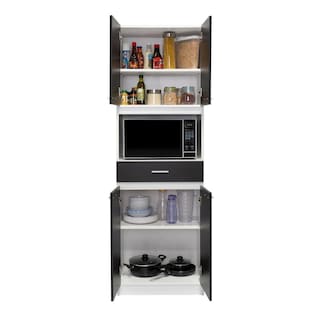 Foto 6 | Módulo para Microondas Ankara color Wengue con Blanco - Un Cajón y Cuatro Puertas Abatibles