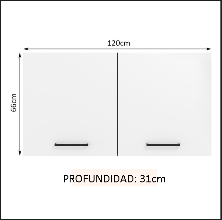 Foto 3 pulgar | Alacena de Cocina Madesa Agata 120 cm 2 Puertas