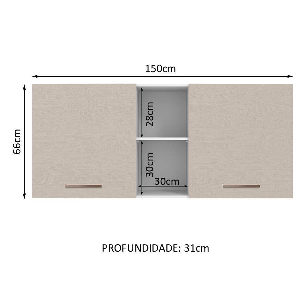 Foto 3 pulgar | Alacena Madesa Ágata 150 cm 2 Puertas y 2 Nichos Blancos