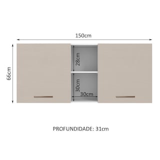 Foto 2 | Alacena Madesa Ágata 150 cm 2 Puertas y 2 Nichos Blancos