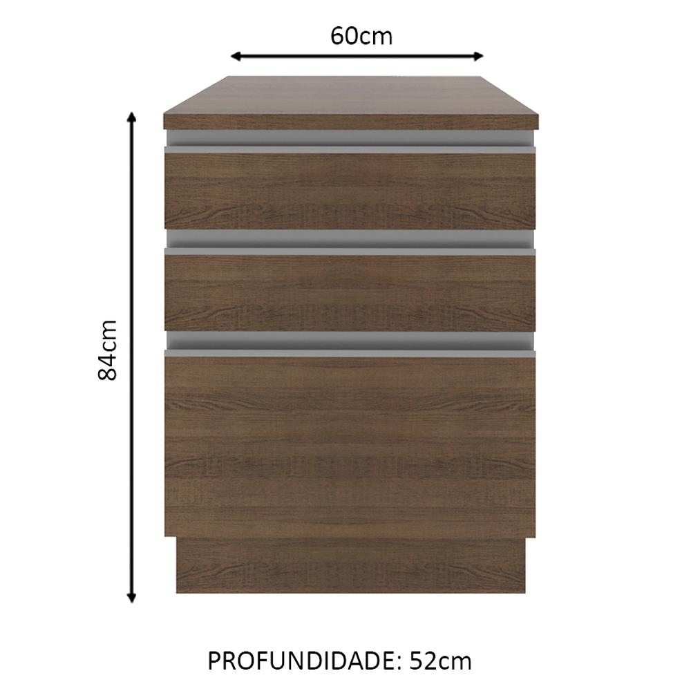 Foto 4 pulgar | Mueble De Cocina Madesa Glamy 60 Cm 3 Cajones Marron