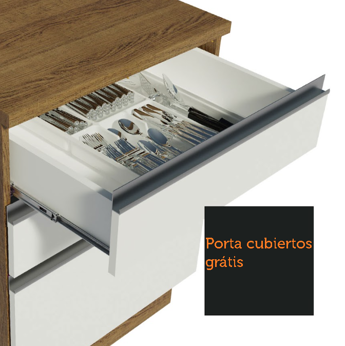 Foto 7 pulgar | Mueble de Cocina 60 cm 3 Cajones Madesa Glamy Marrón