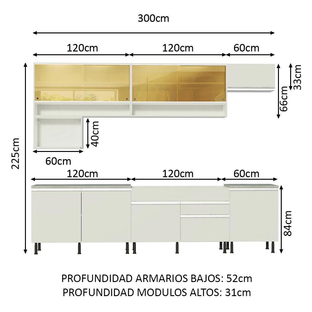 Foto 4 pulgar | Cocina Integral Madesa Verona Blanca de 300 cm