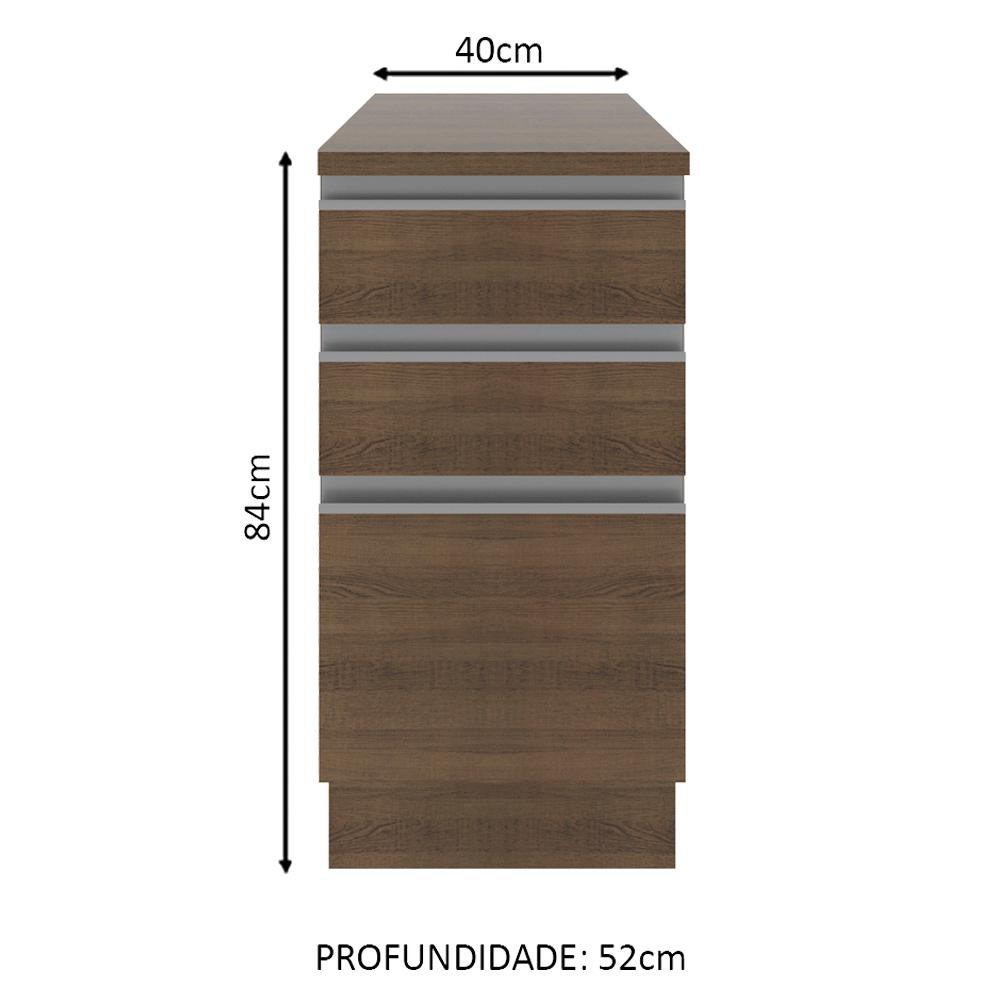 Foto 3 pulgar | Mueble de Cocina Madesa Glamy 40 cm 3 Cajones Marrón