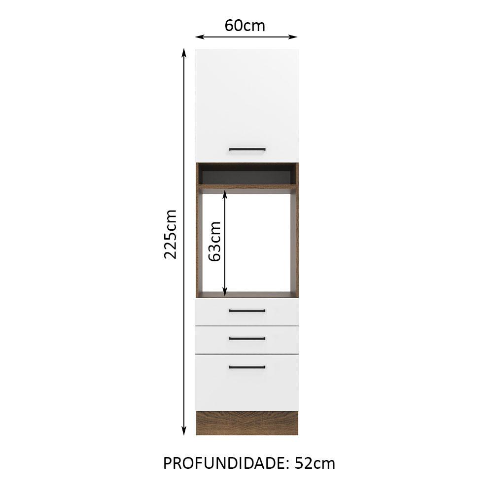 Foto 3 pulgar | Mueble de Cocina para Horno 60 cm 1 Puerta y 3 Cajones Agata Madesa Marrón y Blanco