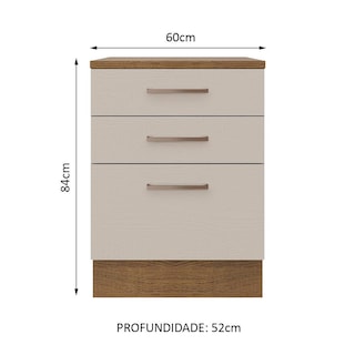 Foto 2 | Mueble de Cocina Madesa Agata 60 cm 3 Cajones