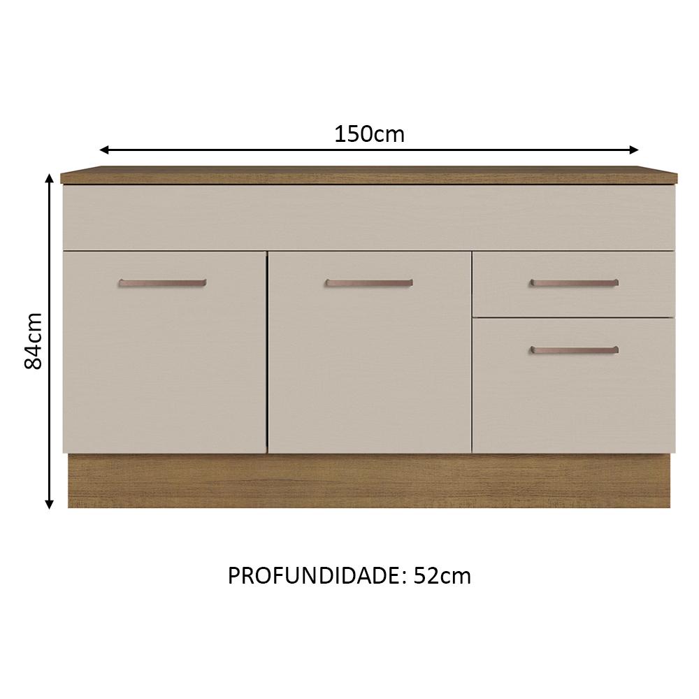 Foto 4 pulgar | Mueble de Cocina para Fregadero 150 cm 2 Cajones y 2 Puertas Madesa Agata Marrón