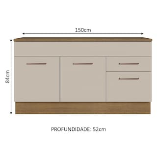 Foto 3 | Mueble de Cocina para Fregadero 150 cm 2 Cajones y 2 Puertas Madesa Agata Marrón