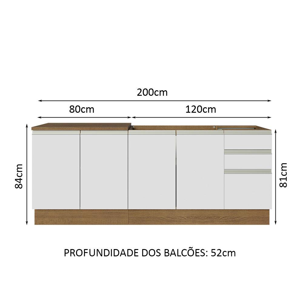 Foto 4 pulgar | 2 Muebles de Cocina Madesa Glamy Marrón con Blanco 4 Puertas y 3 Cajones - sin Tablero ni Fregadero