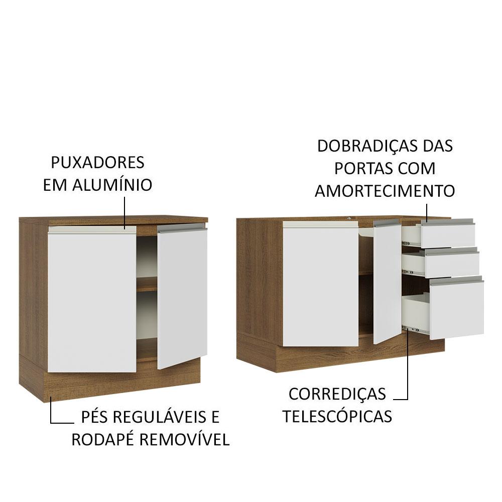 Foto 5 pulgar | 2 Muebles de Cocina Madesa Glamy Marrón con Blanco 4 Puertas y 3 Cajones - sin Tablero ni Fregadero