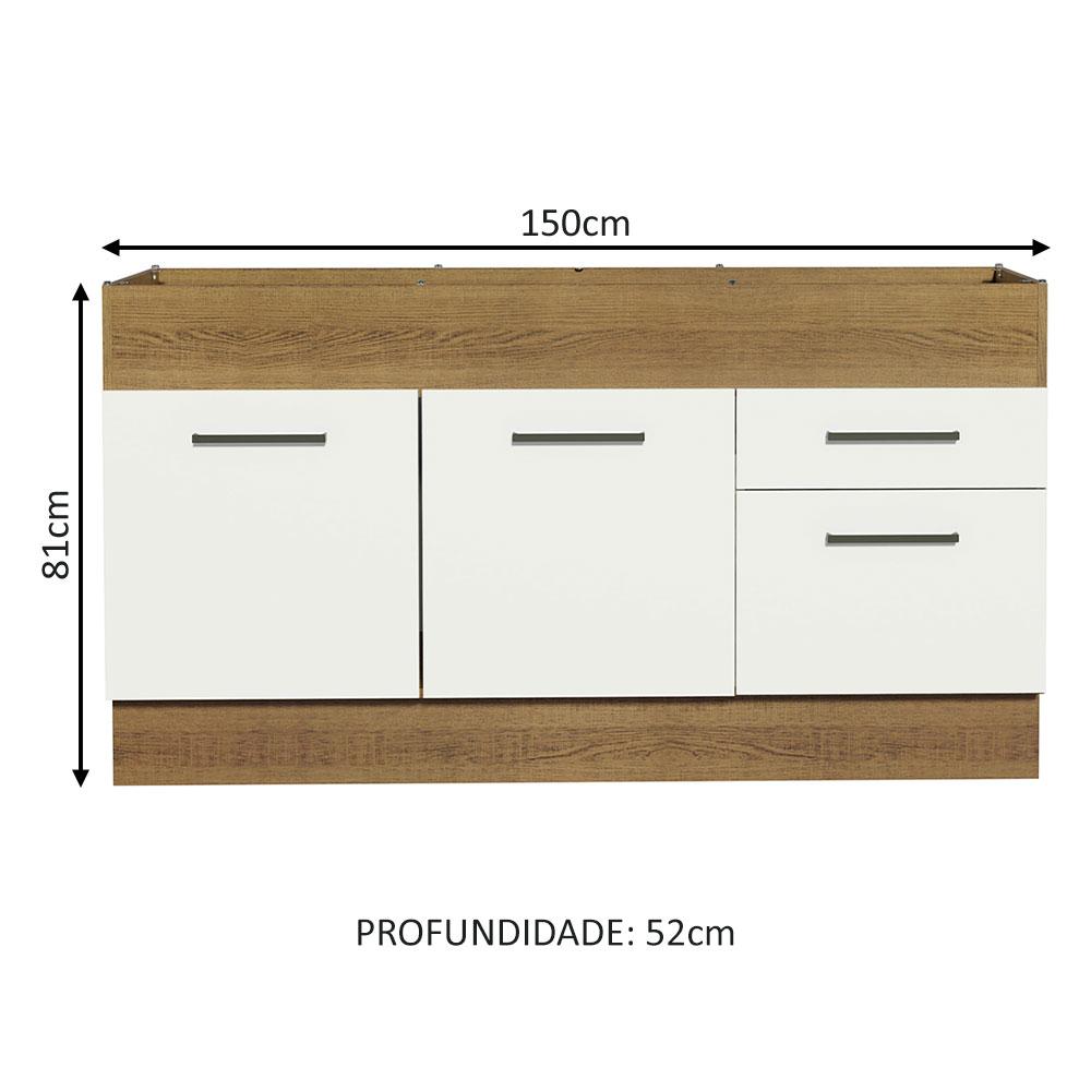 Foto 3 | Mueble de Cocina para Fregadero Madesa Agata 150 cm 2 Puertas y 2 Cajones Marrón